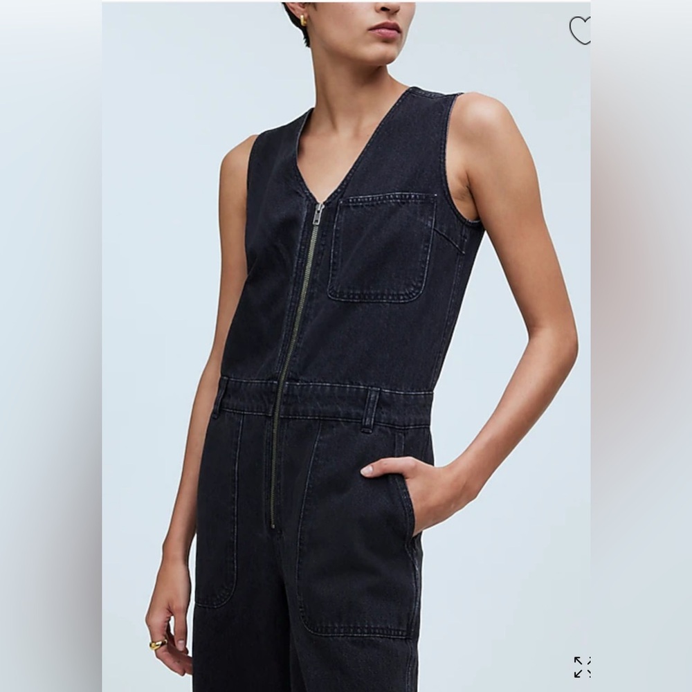 Madewell Denim zip-front Sleeveless Jumpsuit